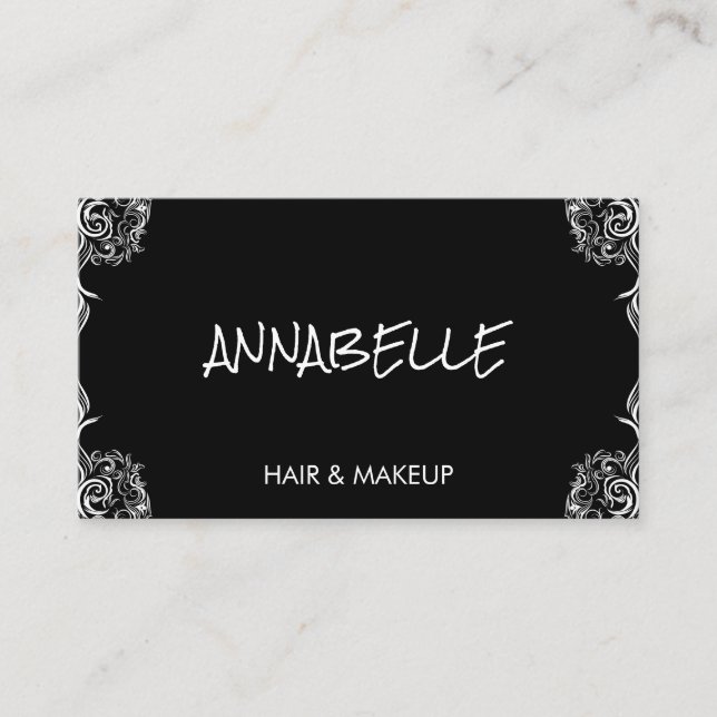 Carte De Visite Elégant Coins Fancy Black Grey Professionnel (Devant)