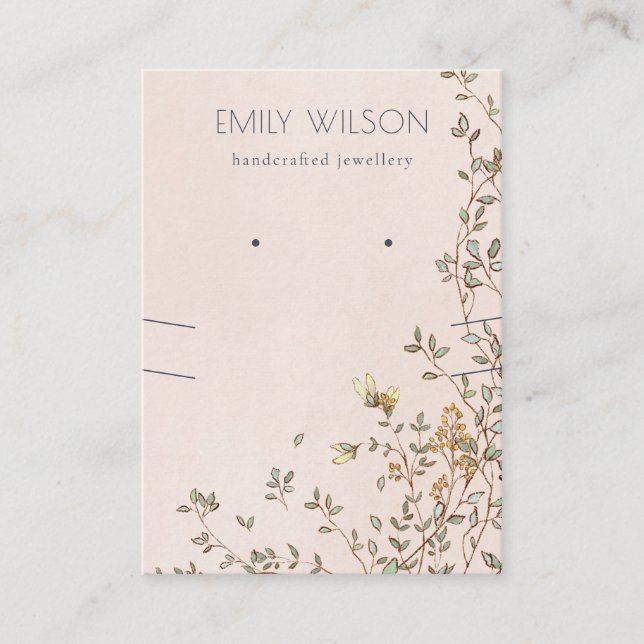 Carte De Visite Élégant collier rose floral Dusky Écran (Devant)