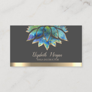 Carte De Visite Élégant coloré Chic Lotus Gold Stripe Yoga