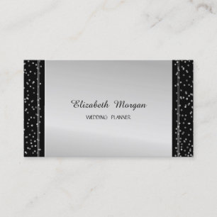 Carte De Visite Élégant Confetti élégant et moderne en argent
