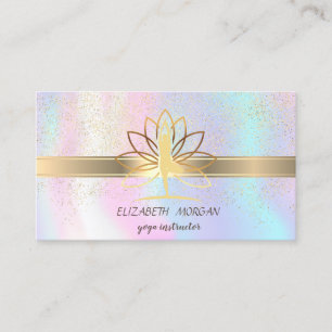 Carte De Visite Elégant Confetti, Lotus, Yoga holographique