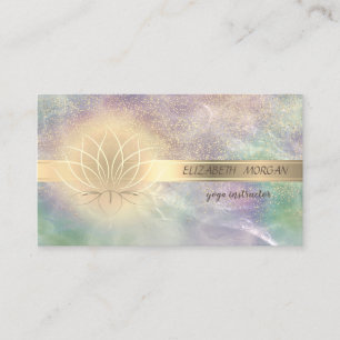 Carte De Visite Elégant Confetti Or, Lotus, Opale Holographique
