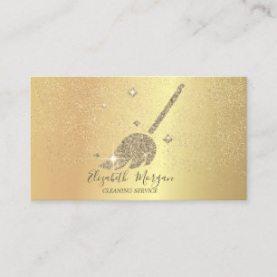 Carte De Visite Elégant Confetti Or Maison de nettoyage de domesti
