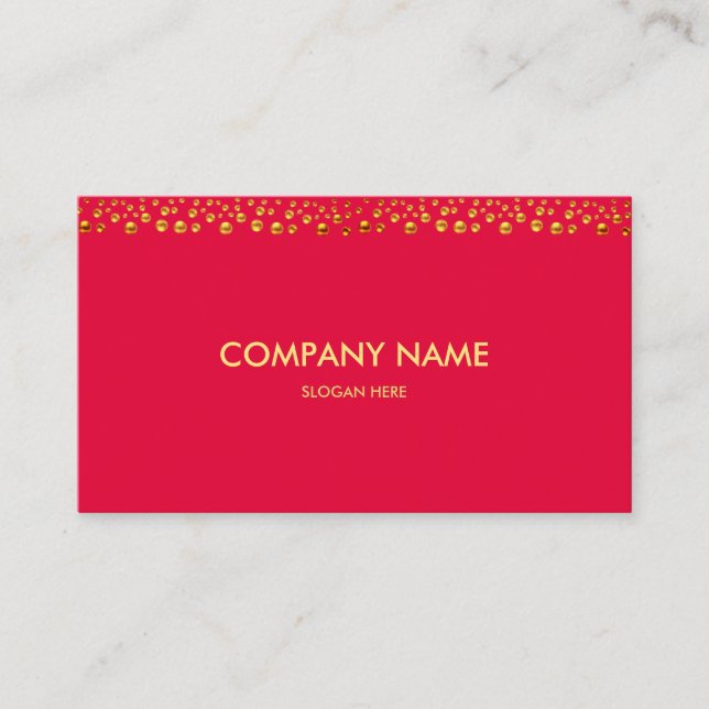 Carte De Visite Elégant Confetti Or sur Fuchsia (Devant)