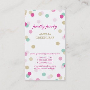 CARTE DE VISITE élégant confetti rose menthe or