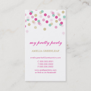 CARTE DE VISITE élégant confetti rose menthe or