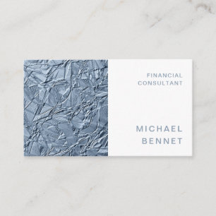 Carte De Visite Élégant Consultant en Finance Métallique Bleue