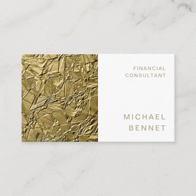 Carte De Visite Élégant consultant en finance métallique Gold (Devant)
