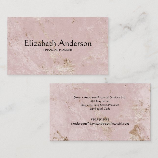 Carte De Visite Élégant consultant en marbre rose (Devant / Derrière)