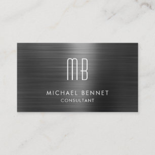 Carte De Visite Élégant consultant en monogramme métallique noir
