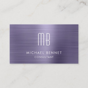 Carte De Visite Élégant consultant en monogramme métallique violet