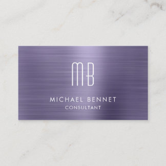 Carte De Visite Élégant consultant en monogramme métallique violet