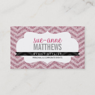 Carte De Visite ELEGANT cool chevron motif parties scintillant ros