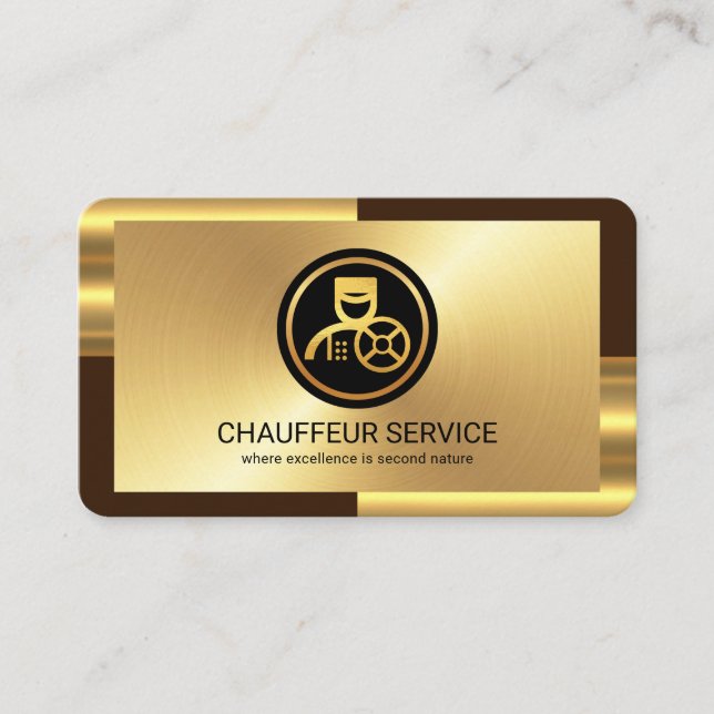Carte De Visite Elégant Couches de bronze or Chauffeur (Devant)