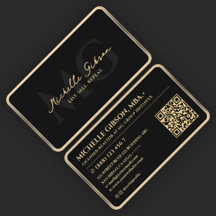 Carte De Visite Élégant courtier en hypothèques Black Faux Gold Fr