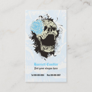 Carte De Visite Elégant crâne gothique et bleu rose personnalisé