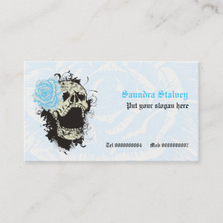 Carte De Visite Elégant crâne gothique et bleu rose personnalisé