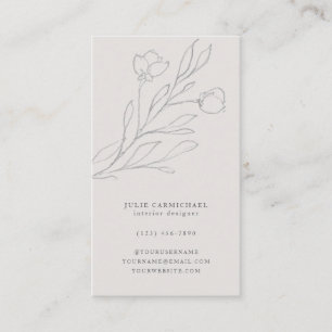 Carte De Visite Élégant crayon gris Croisé Fleurs croisées Vertica