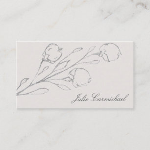 Carte De Visite Elégant crayon gris Fleurs esquissées