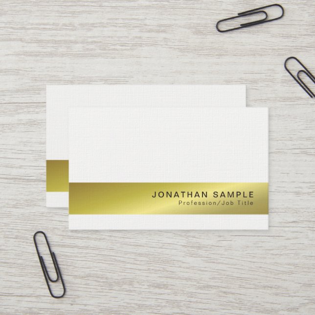 Carte De Visite Elégant Creative Gold Look Premium Linen Luxe (Devant/Arrière en situation)