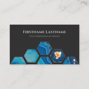 Carte De Visite Élégant cristaux gris foncé bleu gris foncé hexago