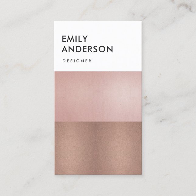 CARTE DE VISITE ÉLÉGANT CUIVRE MINIMAL ROSE D'OR BLUSH ROSE BLANC (Devant)