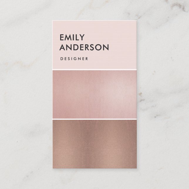 CARTE DE VISITE ÉLÉGANT CUIVRE MINIMAL ROSE D'OR BLUSH ROSE BLANC (Devant)