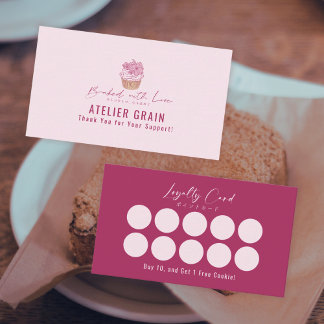 Carte De Visite Elegant Cupcake Bakery Loyalty Reward
