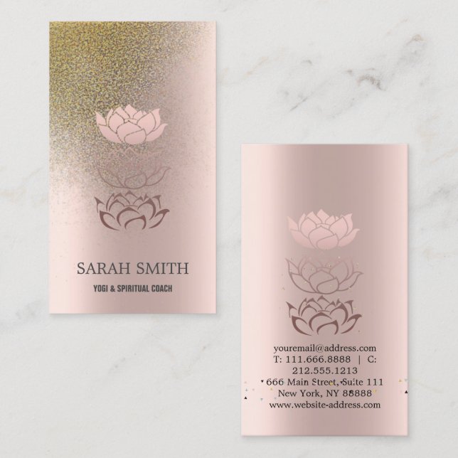 Carte De Visite Élégant Cute Elegant Bokeh Diamonds Lotus (Devant / Derrière)