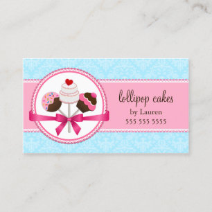 Carte De Visite Élégant Damask Cake Pops Baker