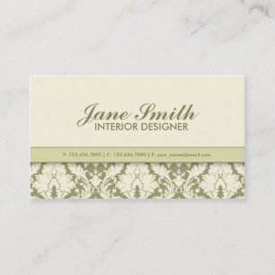Carte De Visite Élégant Damask Floral Modern Professionnel Élégant