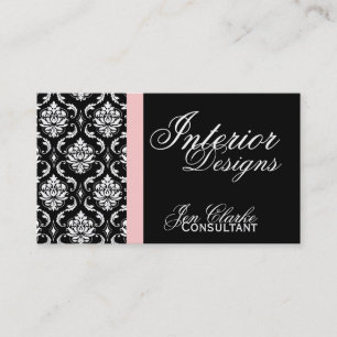 Carte de visite élégant de damassé noire et