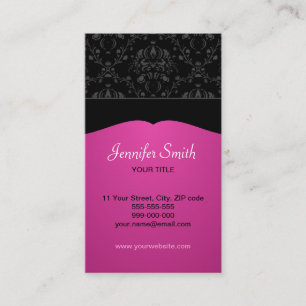 Carte de visite élégant de damassé rose et noire