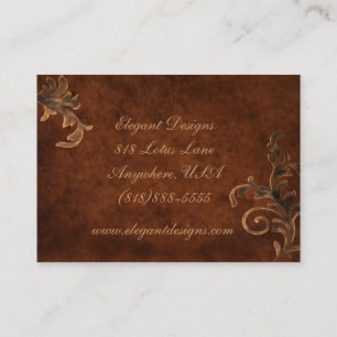 Carte de visite élégant de feuille en bronze de