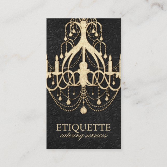 Carte de visite élégant de lustre d'or (Devant)