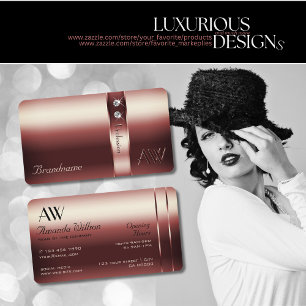 Carte De Visite Élégant Décor Bourgogne Monogramme Diamants Chimiq