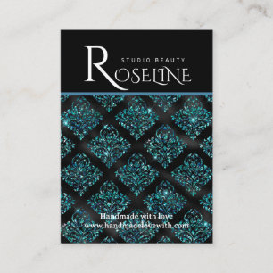 Carte De Visite Élégant décor de bijoux géométriques noir et bleu