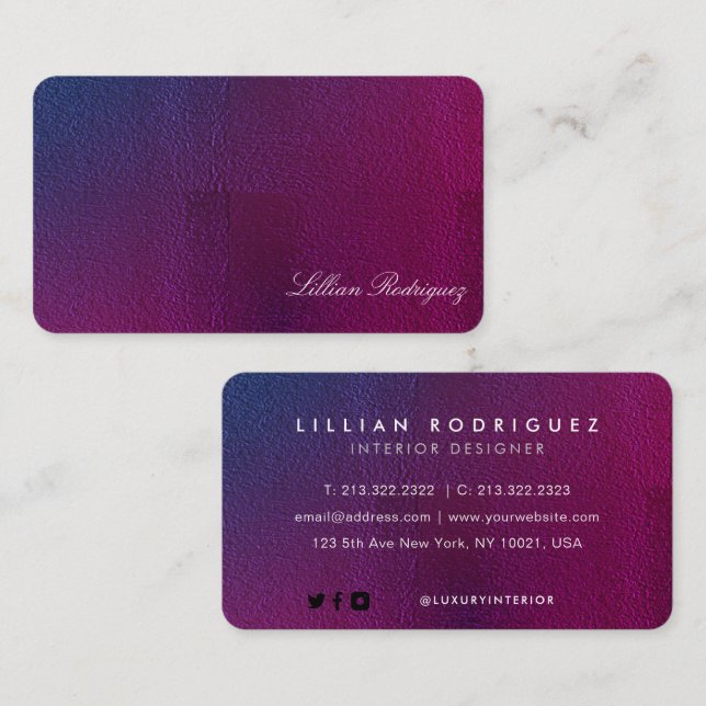 Carte De Visite Élégant dégradé Ombre rose et violet Abstrait (Devant / Derrière)