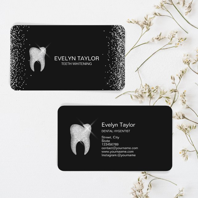 Carte De Visite Elégant Dentist Dental Clinique Dentaire Dents Bla (Créateur téléchargé)