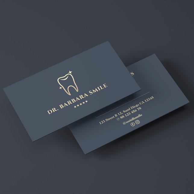 Carte De Visite Élégant Dentiste Dent Charbon Dental Cosmétique de (Elegant Dentist Tooth Charcoal Dental)