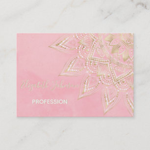 Carte De Visite Elégant design blanc & or Mandala Blush Pink