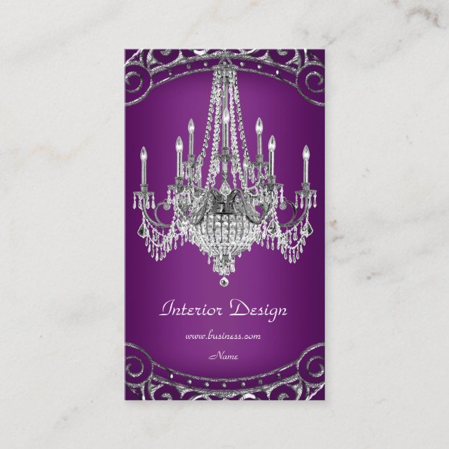 Carte De Visite Élégant Design d'intérieur de lustre en Plum Argen (Devant)