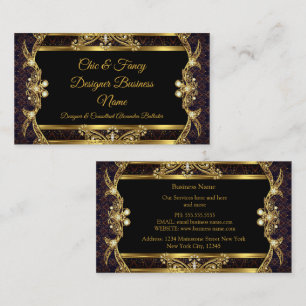 Carte De Visite Elégant design élégant Gold Black Brocade Designer