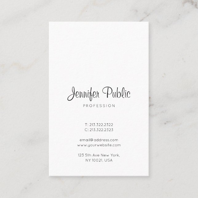 Carte De Visite Élégant Design élégant Script propre Plain (Devant)