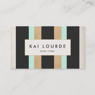 Carte De Visite Elégant design moderne Black Turquoise Stripes