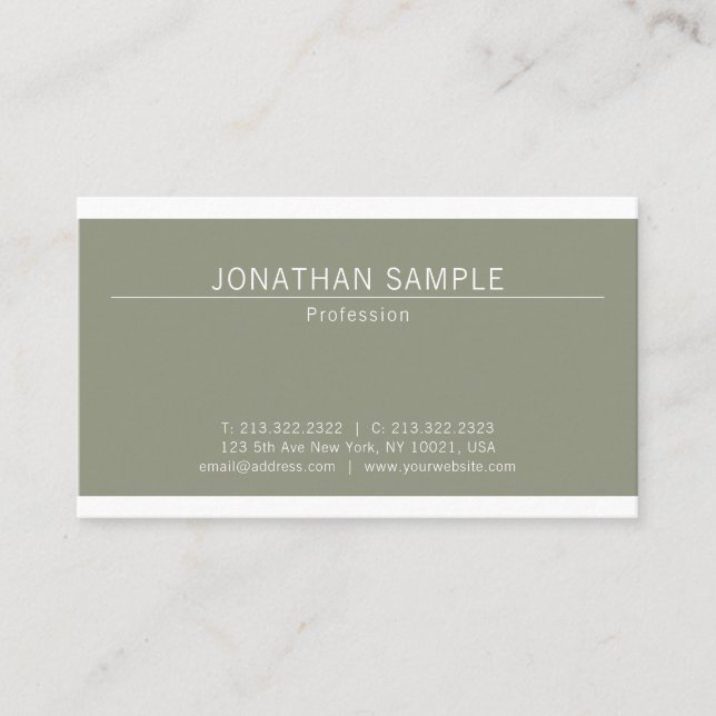Carte De Visite Élégant design moderne élégant design tendance Pla (Devant)