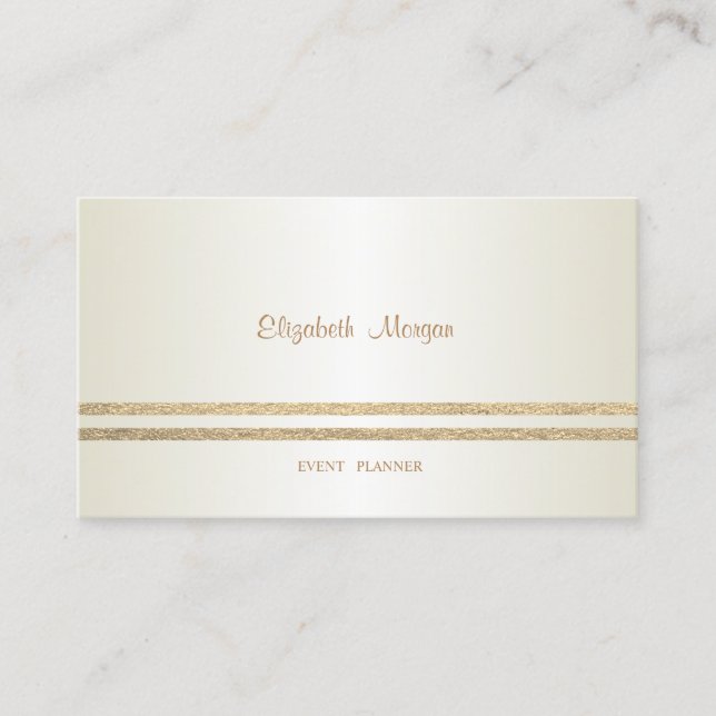 Carte De Visite Élégant Design Moderne, Faux Gold Glittery Strié (Devant)