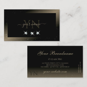 Carte De Visite Élégant diamant brillant en platine noire Monogram