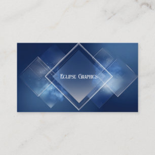 Carte De Visite Élégant Diamant Géométrique Moderne Bleu et Blanc
