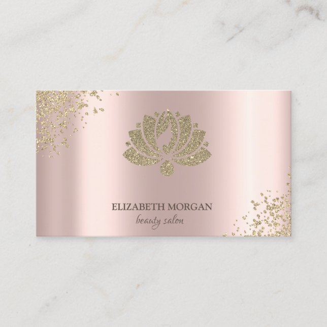 Carte De Visite Elégant Diamants Or Lotus Rose Gold Beauty Salon (Devant)